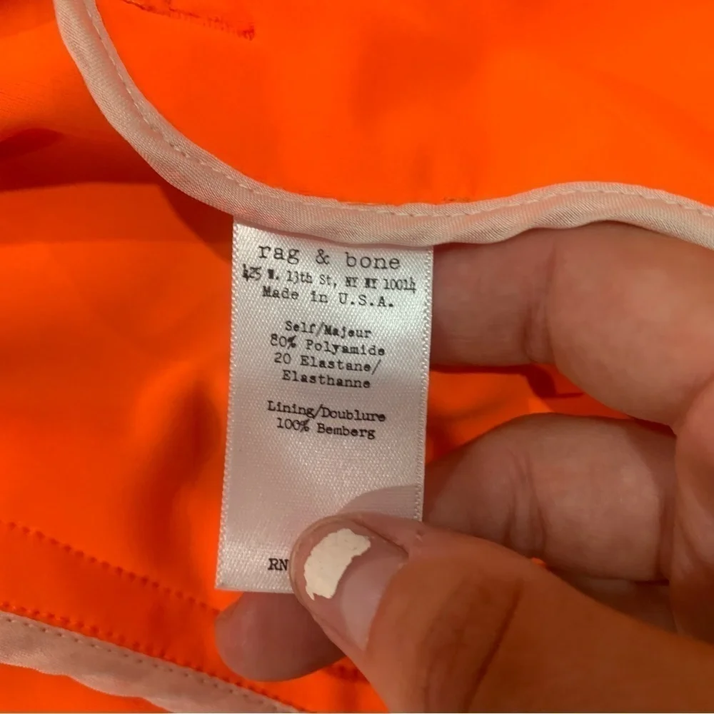 ✅ Rag & Bone Blazer Softly Structured Clip Closure in Neon Orange